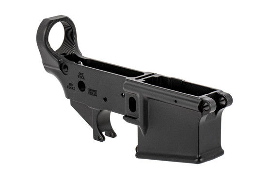 The Soul Snatcher Edition Sons of Liberty Gun Works AR-15 lower receiver has mil-spec trigger pin holes